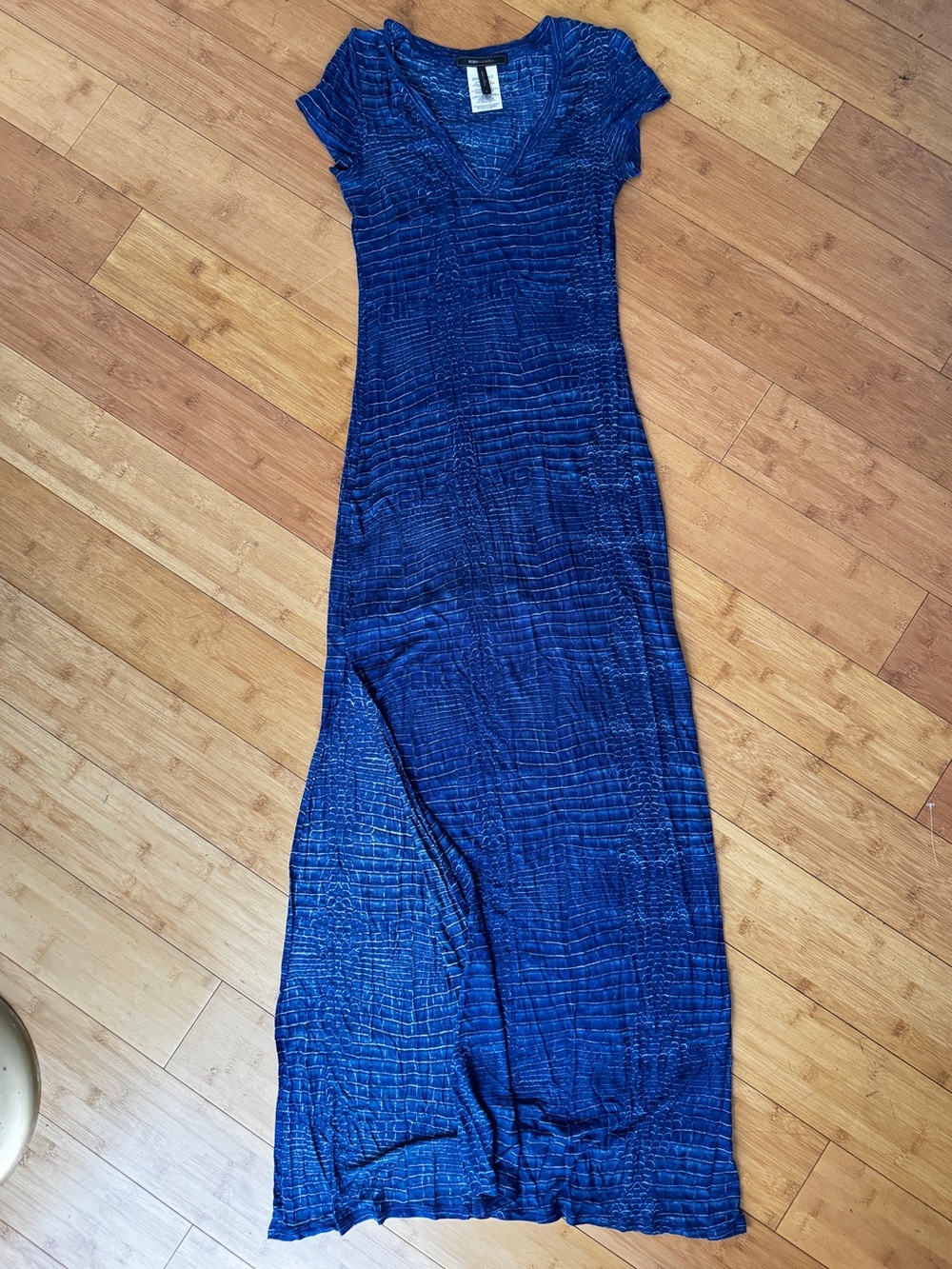BCBG blue maxi jersey dress with side slit